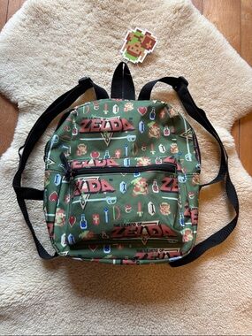 Nintendo Legend of Zelda mini backpack, green with 8-bit graphics, OS